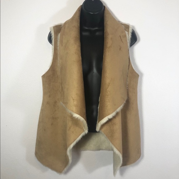 Jackets & Blazers - Faux fur and suede camel colored vest size Large